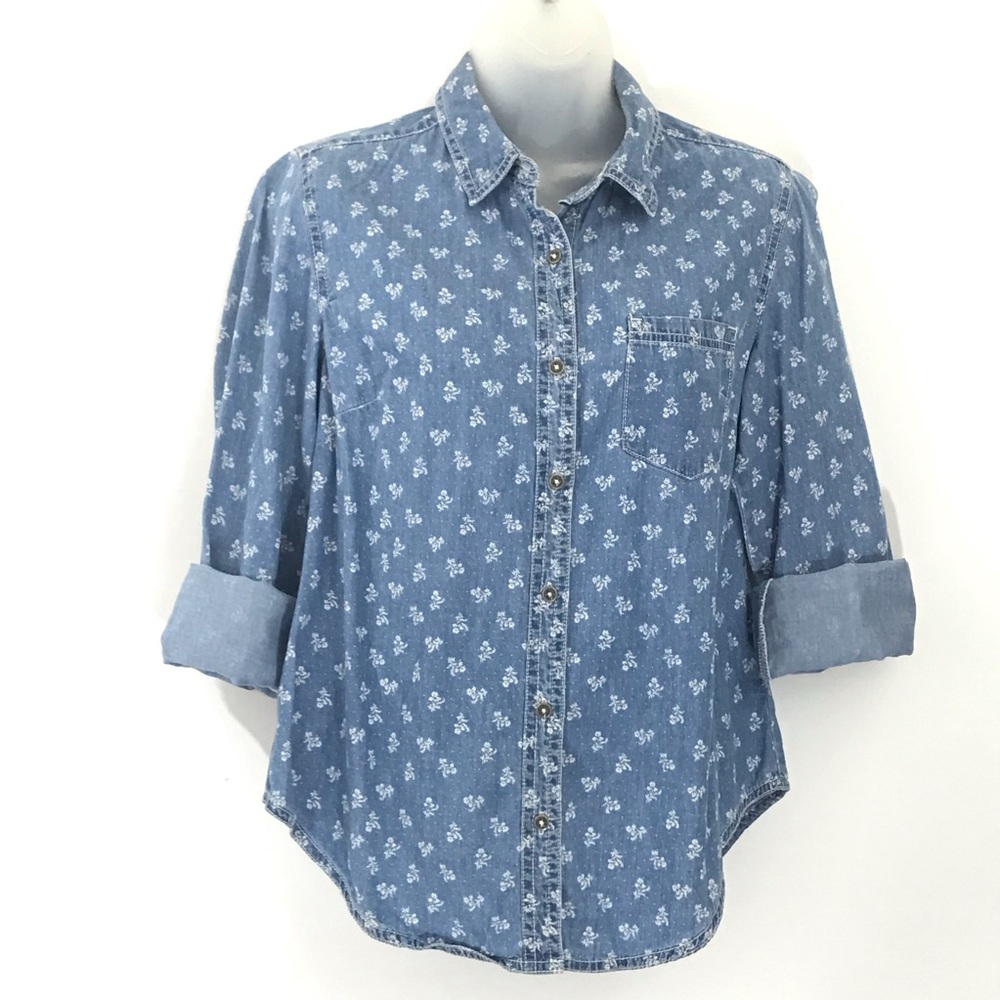 Anthropologie Holding Horses Blue Floral Shirt Sz2